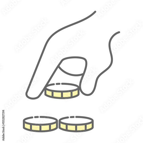 Hand Picking Up Coin Icon Illustration