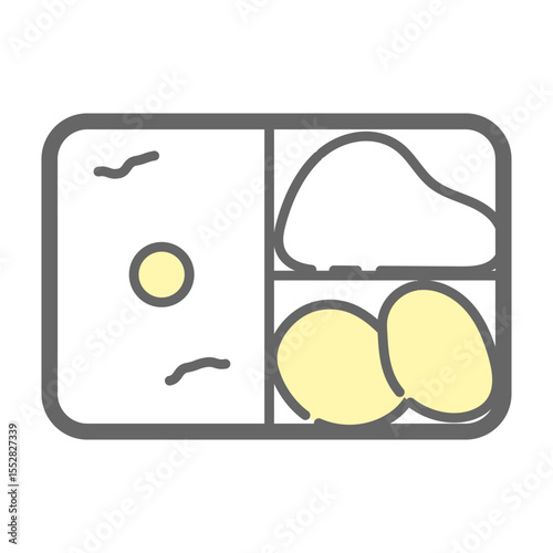 Japanese style lunch bento with rice and side dishes icon