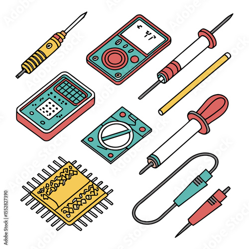 Essential Electric Tools Icon Set – Flat Vector Design |Power Tools Icon Pack – Essential Electric Equipment Vector | Electric Tool Icons – Modern Flat Style Collection