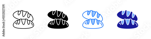 Bread Multiple Style Icon Set Vector 