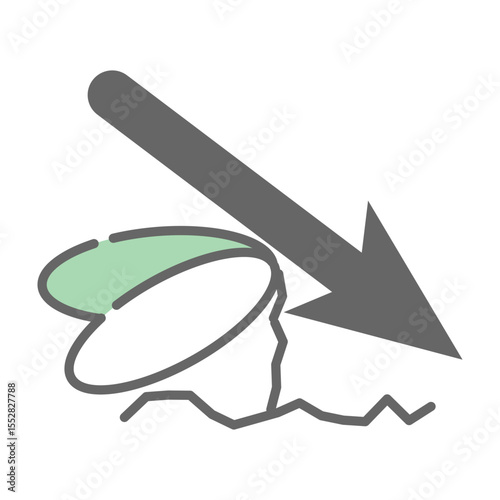 Withering sprout with downward arrow icon