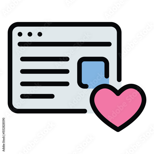 Blogger passion icon flat line style illustration representing the enthusiasm and dedication bloggers have for their content, suitable for personal branding, creative expression,