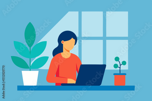 Business people work together at an office desk with laptops, illustrating a woman's job in technology