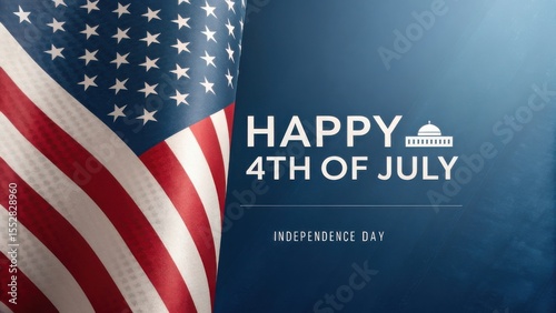 Happy 4th of july independence day greeting with flag