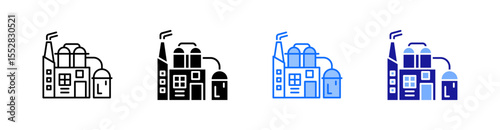 Refinery Multiple Style Icon Set Vector 