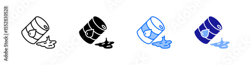 Barrel Multiple Style Icon Set Vector 