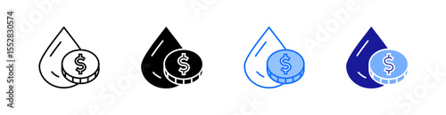 Oil Price Multiple Style Icon Set Vector 
