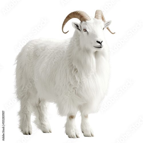 Elegant White Goat Standing Gracefully in a Natural Setting