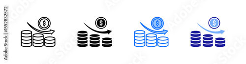 Deflation Multiple Style Icon Set Vector 