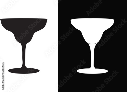 Margarita Glass Icon Set Cocktail Silhouette Design for Bar and Restaurant