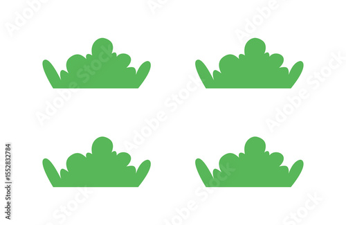 Flat Green Shrub Collection. Colorful Bush Clip Art for Landscaping
