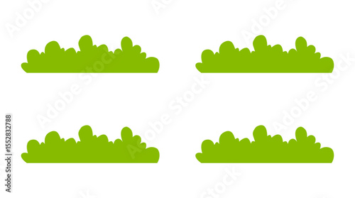 Flat Green Shrub Collection. Colorful Bush Clip Art for Landscaping