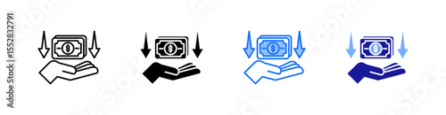 Trade Deficit Multiple Style Icon Set Vector  photo