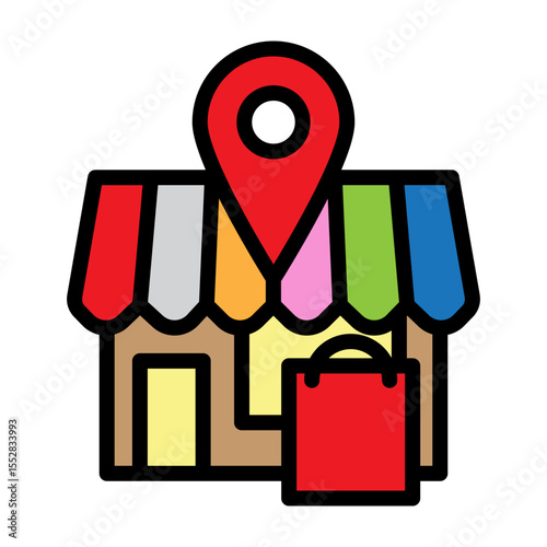 Local Market Vector Filled Icon Design