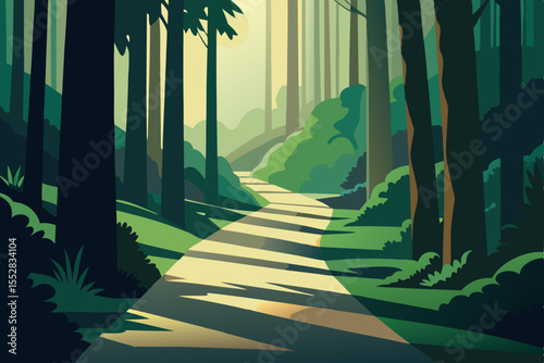 green forest in the morning