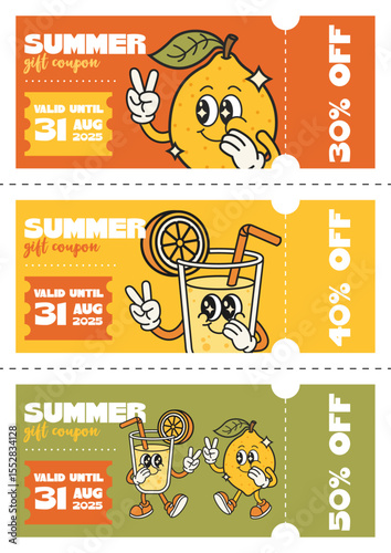 Colorful Illustrated summer gift Coupon voucher