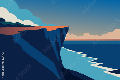 A beautiful boat glides across the tranquil sea at sunset, framed by a picturesque sky and distant mountains