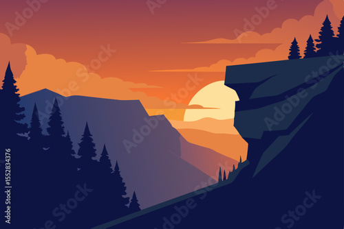 sunset in mountains