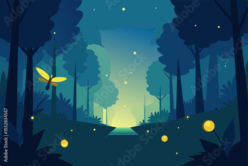 Abstract grunge background with silhouetted flowers, a dark night sky, and a distant house under the moonlight
