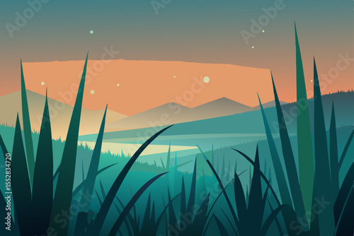 sunset in the grass