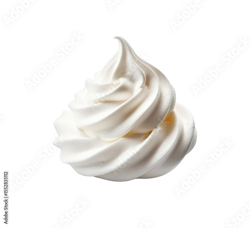 Whipped cream swirl isolated on transparent background