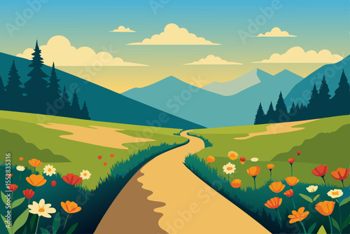summer landscape with mountains