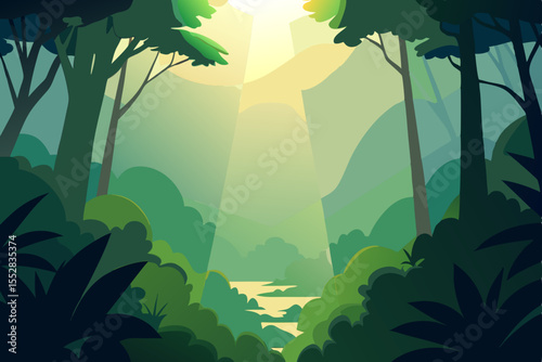 vector illustration of a tropical island with palms