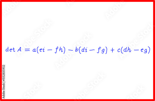 mathematical formula for determinant of 3x3 matrix, matrix algebra