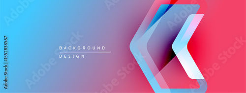 Abstract gradient background. Blue transitions to purple, then pink. Overlapping arrow shapes create dynamic visual effect. Text reads background design.