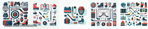 Canvas Print vector set of hockey game equipment