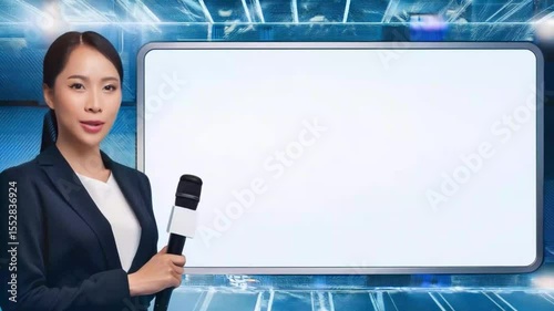 報道モニター：ニュースをリポートする女性キャスター：女性アナウンサー：報道番組テンプレート：ニュース番組