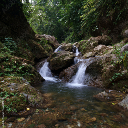 Waterfall journey lush forest hdr nature photography tranquil landscape