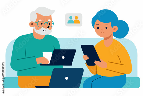 man and woman with laptop