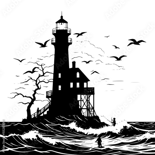 lighthouse on the sea