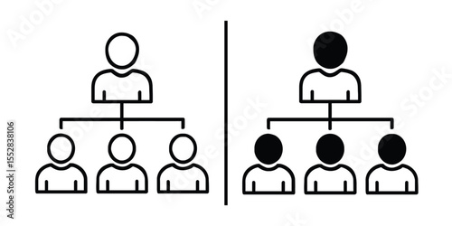 Organizational Structure: A visual representation of a hierarchical organizational structure, illustrating roles, reporting relationships, and team organization, in black and white.