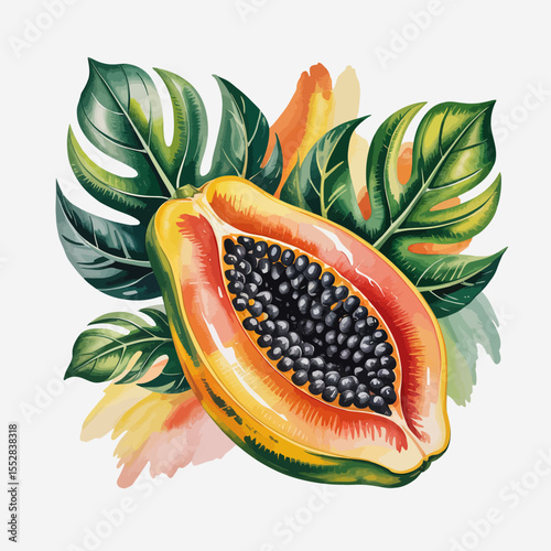 Papaya with Leaves