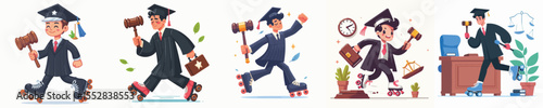 vector judge is playing roller skates
