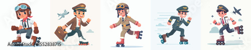 pilot vector playing roller skates