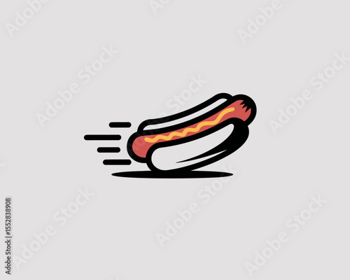 Fast Hotdog Logo with Speed Lines