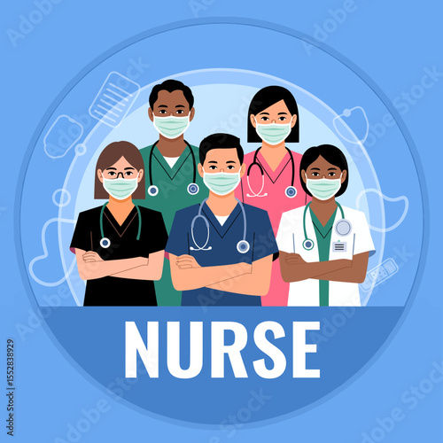 Nurse Team Illustration with Masks