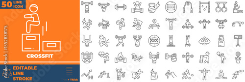 Crossfit Line Editable Icons set. Vector illustration in modern thin line style of crossfit icons: physical, weight, dumbbell, etc