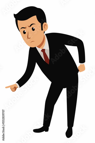 Frustrated Businessman Pointing Accusatory Finger Illustration