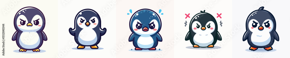 Fototapeta premium cute penguin vector angry expression
