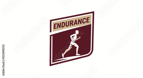 Minimalist emblematic design representing endurance and long distance running athlete in motion