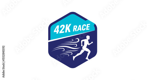 Minimalistic running race logo design featuring a runner and speed elements for marathon events