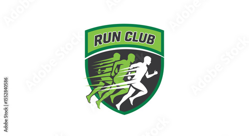 dynamic running club logo with motion silhouettes symbolizing speed and fitness motivation