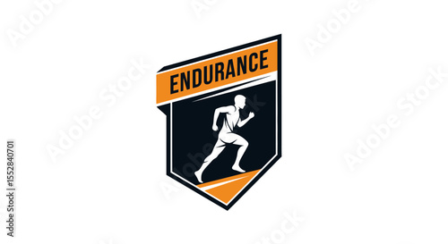 Minimalist emblem design depicting a runner symbolizing endurance and stamina in athletics
