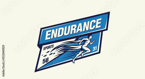 Dynamic sports endurance illustration featuring a running athlete with motion lines in a modern graphic style