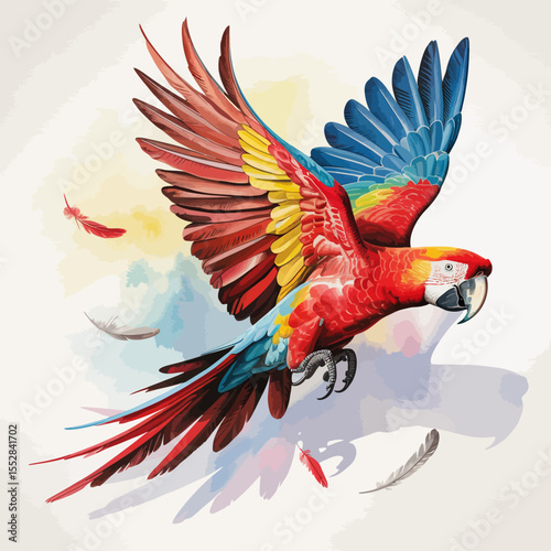 Colorful Parrot in Flight