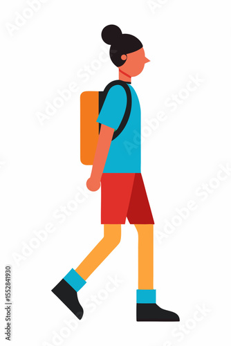 Young boy smiling, standing with a soccer ball in school uniform, illustration